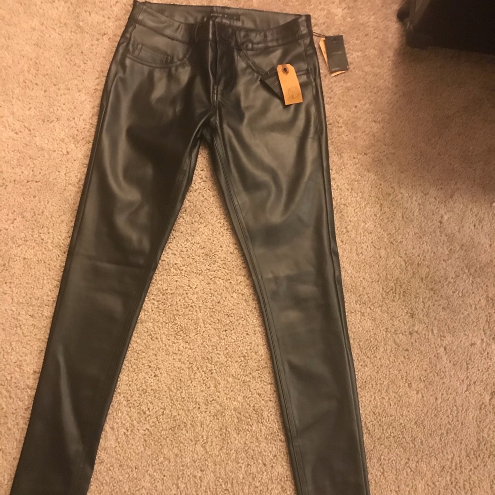 Black Faux leather pants with back pockets